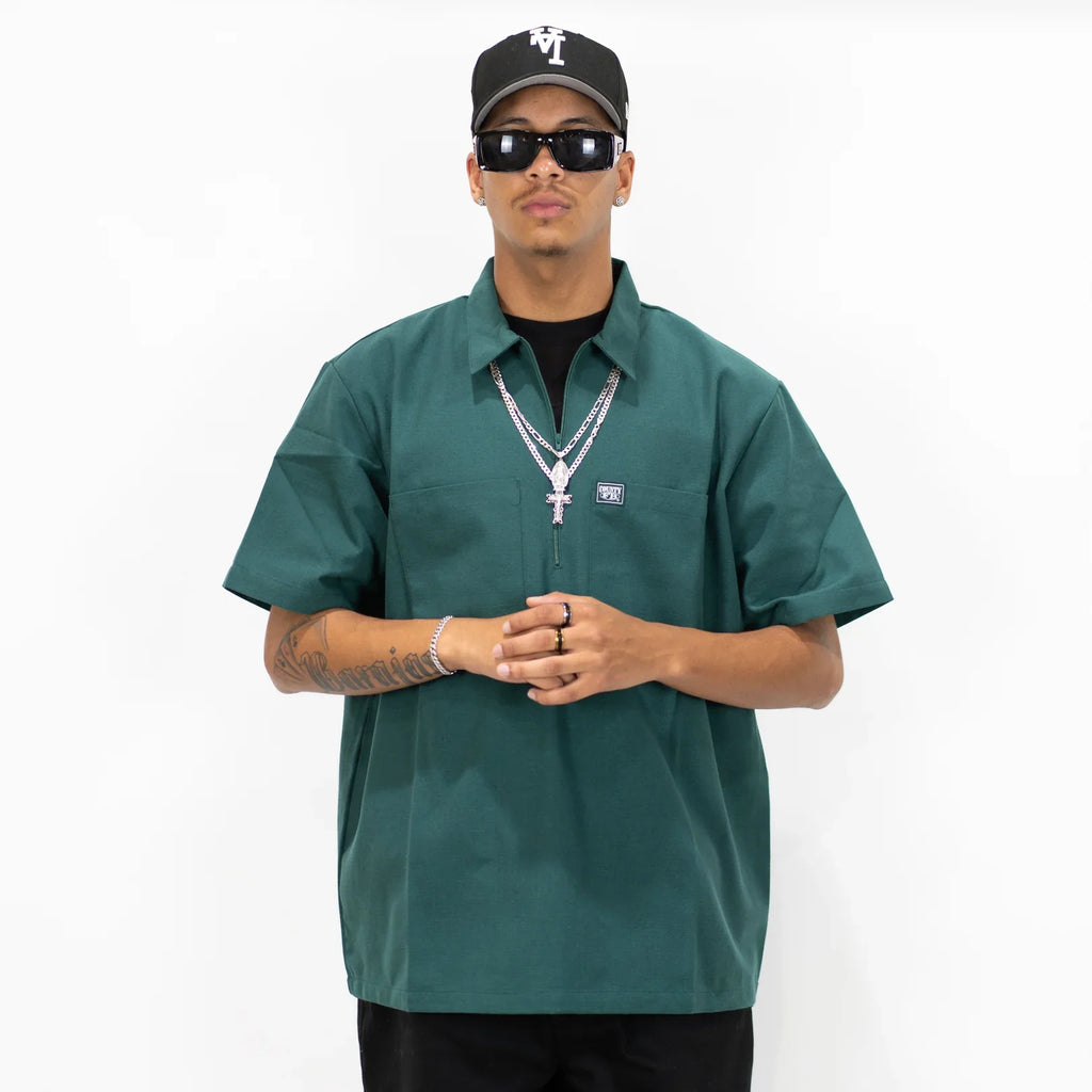 FB County Short Sleeve Checker Zip Shirt